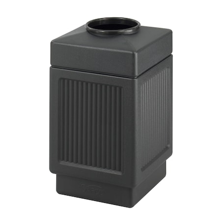 Safco Canmeleon 38 gal Square Outdoor Can, Black, None, Plastic, 18 1/4 in 9475BL