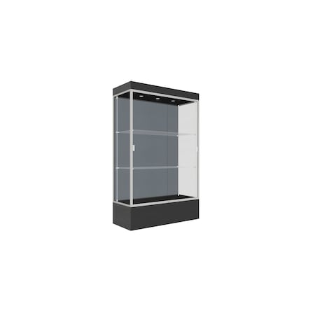 Ghent Lighted Floor Display Case 48x76x20, 12" Base, Satin 94LFBS-SN-BLK