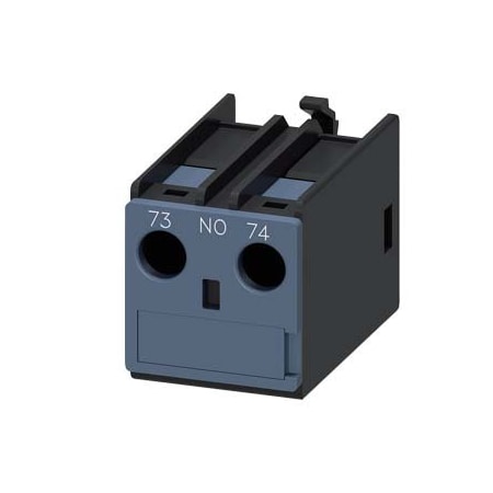 Siemens auxiliary switch, on the front, 1 NO, 73/74, current path: 1 NO, cable 3RH2911-1AA10