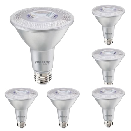 Bulbrite 75-Watt Equivalent Dimmable Flood PAR30LN Medium E26 LED Light Bulb, 2700K, 6PK 861737