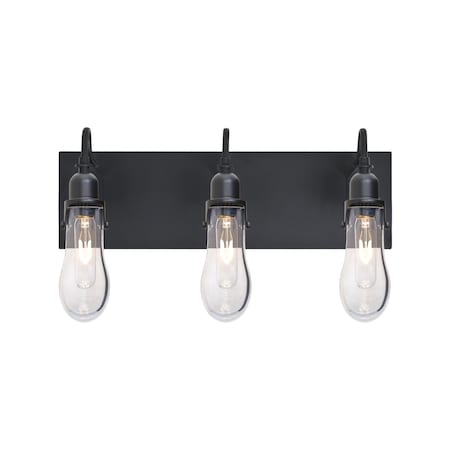 Besa Lighting Wish Wall, Clear, Black, 3x60W Incandescent 3WG-WISHCL-BK
