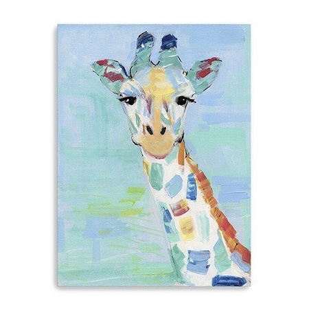 Homeroots 24" x 18" Pastel Patchwork Giraffe Canvas Wall Art 398908