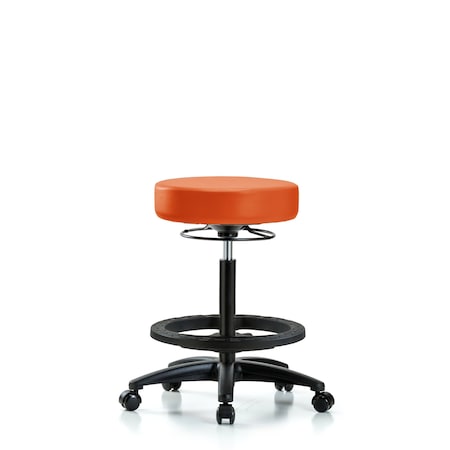 Blue Ridge Ergonomics Vin Stool without Back-High Bench Ht with Black Foot RingandCasters in Orange Kist Trailblazer Vin BR-VHBSO-RG-BF-RC-8613