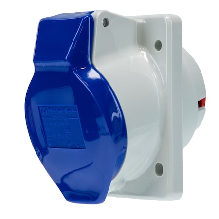 Walther-Werke Pin and Sleeve Receptacle, 30A, 250, 1 Phase, 2 Pole, Screw Terminals Wire Connection Type Blue 530306