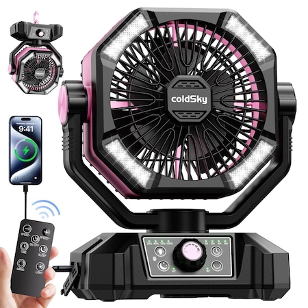 Edendirect 10 in. 8 Speeds Tower Fan in Pink with Remote, LED Light, Oscillating, Timer ZRHY8136S-F