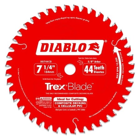 Diablo 7-1/4in. x 44-Teeth TrexBlade Saw Blade for Composites and Plastic D0744CD