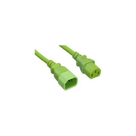 Cable Wholesale Computer / Monitor Power Extension Cord, Green, C13 to C14, 10 Amp, 2 foot 10W1-02202GN