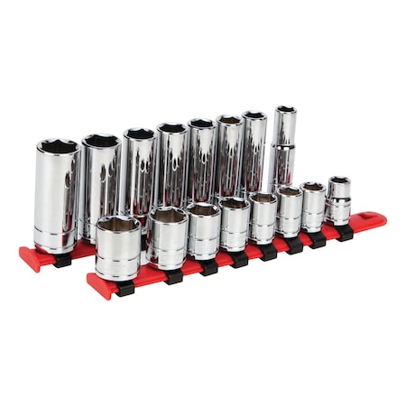 Performance Tool 16 pc. 3/8 in. Dr. Socket Set, Metric, Standard Deep Wall W38306