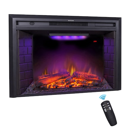 Edendirect 42.95-in W Black Wall mount LED Wall-mount Electric Fireplace with Remote Control Included ZR-EF40T