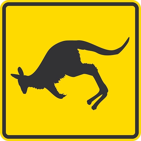 Lyle Kangaroo Crossing Symbol, 24x24, Non-Reflective, Yellow G-13387-NA_24x24