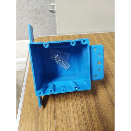 Carlon Outlet Box, 2 -Gang, 5 -Knockout, PVC, Blue, Bracket Mounting A238