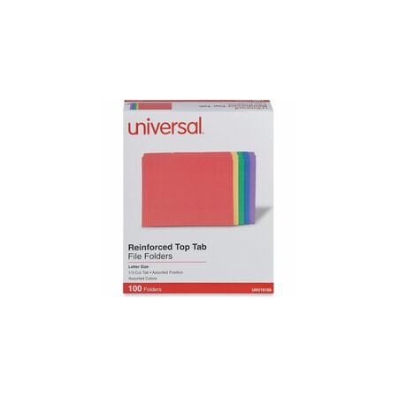 Universal Reinforced TopTab File Folders, 100PK UNV16166