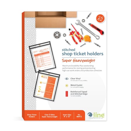 C-Line Products Shop Ticket Holders, Clear, 9 x 12", PK25 46912