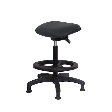 Blue Ridge Ergonomics Vinyl Sit-Stand - Standing Height with Black Foot Ring Stationary Glides in Graphite Voyager Vinyl VSTSS-RG-BF-RG-2025
