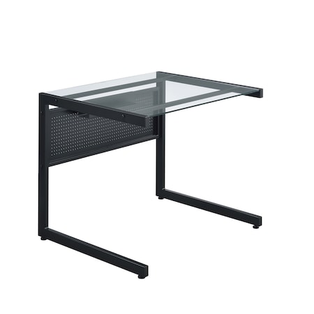 Homeroots 33" Clear and Black Glass and Stainless Steel Writing Desk 524927