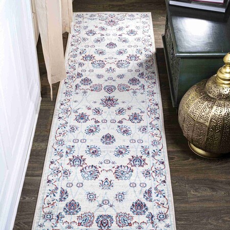 Jonathan Y Modern Persian Vintage Moroccan Traditional Ivory/Blue/Red 2 ft. x 8 ft. Runner Rug MDP101D-28