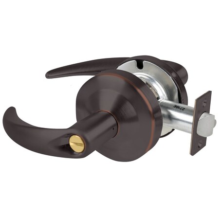 Schlage Grade 2 Privacy Cylindrical Lock with Field Selectable Vandlgard, Omega Lever, Non-Keyed, Aged Bron ALX40 OME 643E