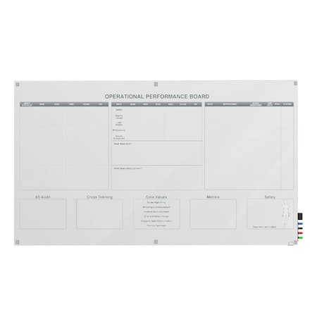 Ghent 4'H x 8'W Operation Performance Calendar Graphics Glassboard w/ Stand-Offs, Square Corners, Magnetic GRPHMYSM03Z-48