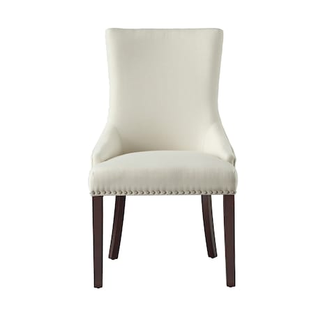 Homeroots Set of Two Tufted Cream and Espresso Upholstered Linen Dining Side Chairs 543529