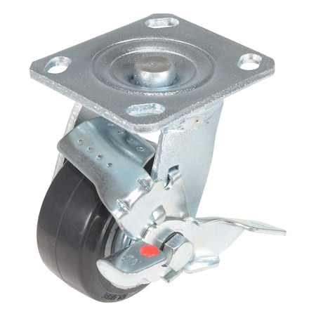 Vestil Rubber Swivel With Brake Caster 4 In. Diameter x 2 In. Width 551 Lb. Capacity Black/Gray CST-VE-4X2MRA-SWB