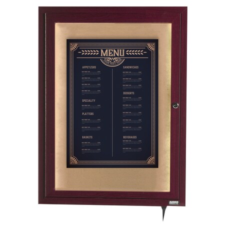 Aarco Indoor/Outdoor LED Lighted Display Case w/ Cherry Wood-Look Finish, 24''Hx18''W LWL2418C