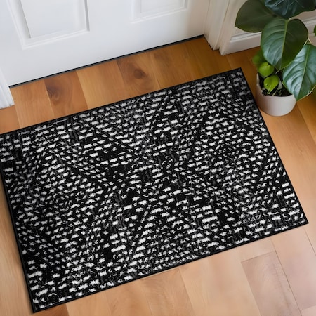 World Rug Gallery Tribal Pattern Area Rug 2 ft x 3 ft Black WR141BLACK2X3