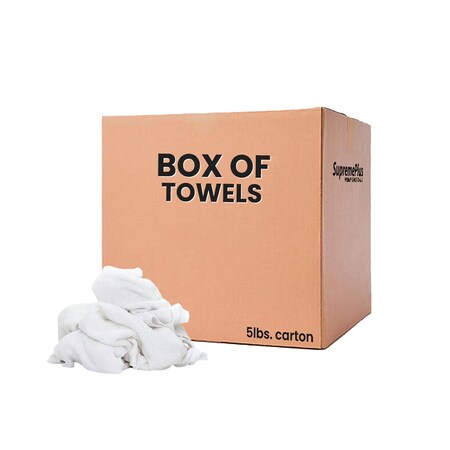 Supremeplus White Half Towel Rags 20 in x 20 in, 5 lbs. Boxes SP-3043