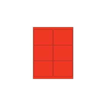Bubblefast 4 x 3 1/3'' Red Rectangle Laser Labels-6 Labels per Sheet BFLL180R