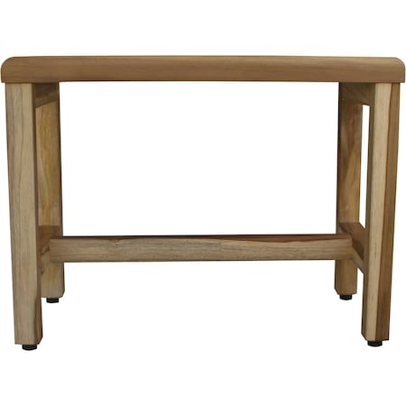 Homeroots Compact Rectangular Teak Shower Outdoor Bench With Shelf In Natural Finish 376748