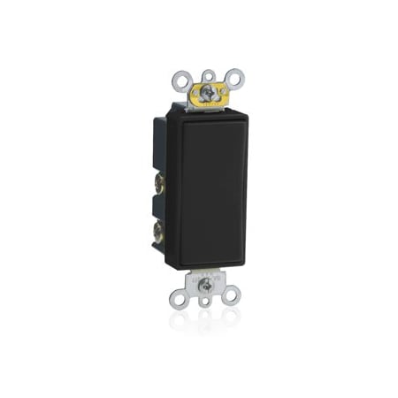 Leviton Decora Plus Rocker Dbl-Throw Ctr-OFF Momentary Contact Sgl-Pole AC Quiet Switch, 15A, 120/277V, Black 5657-2E