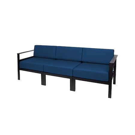 Bfm Seating Belmar 82in Outdoor Sectional Sofa with Sunbrella Cushions, Sand Black Frame PH6101BL-14066