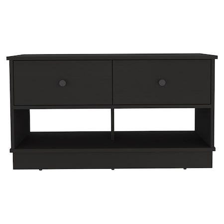 Homeroots 36in Black Wood Storage Bench With Drawers 477606