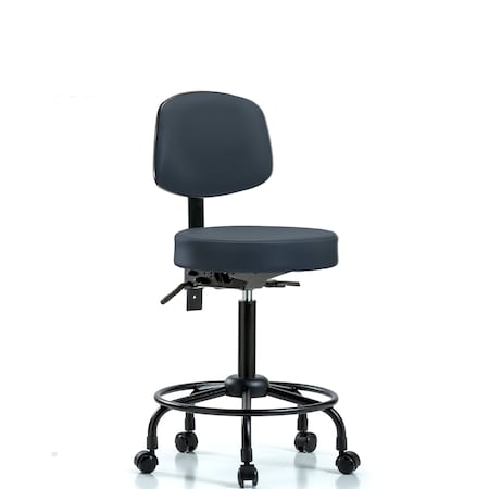 Blue Ridge Ergonomics Med Ben Stool, Vin, Bk, RT, Tilt, Cast, Navy BR-VMBST-RT-T1-RC-8582