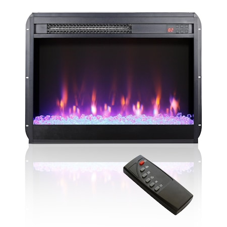 Edendirect 23 in. Ventless Electric Fireplace Insert with crystal & realistic flame, remote control with timer ZR-W1769110507