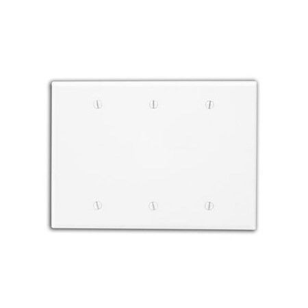 Leviton Blank Wallplate, Midway Size, Gang 3, White 80533-W