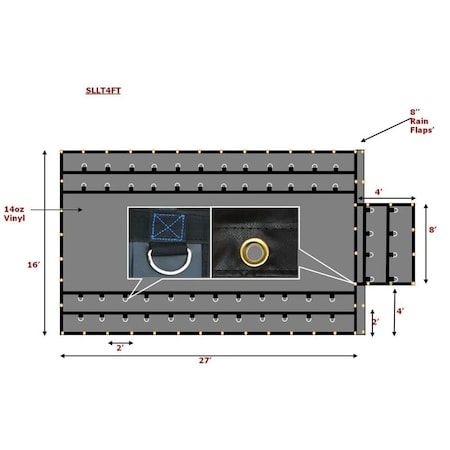 Mytee Products Super Light 14oz Steel Tarp 16ft x 27ft with Flap SLLT4FT