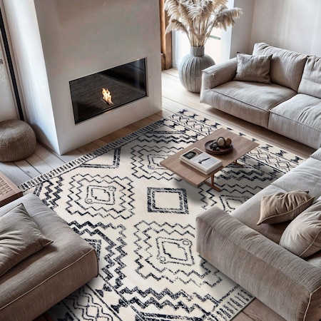 World Rug Gallery Transitional Bohemian Area Rug 7 ft 10 in x 10 ft Cream WR95CREAM8X10