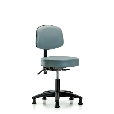 Blue Ridge Ergonomics Vinyl Stool, Back, Desk, Glides, Storm BR-VDHST-RG-T0-RG-8822