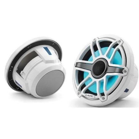 Jl Audio 7.7in Marine Speakers, Sport Grille, Gloss White Trim & Grille, ILLUM, 93602, 010-03074-00, 2PK 93602/010-03074-00