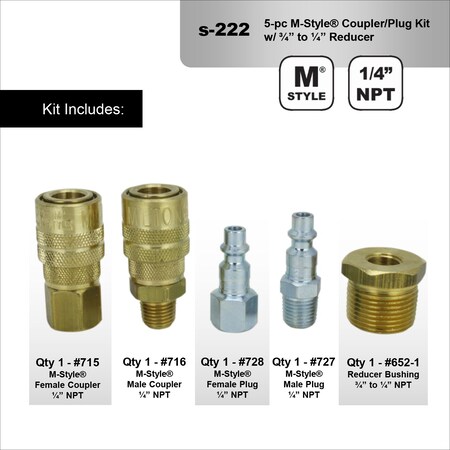 Milton M Style Coupler and Plug Reducer Kit S-222