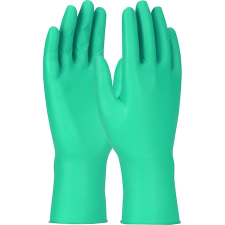 Grippaz Extended Use Ambidextrous Green Nitrile Glove with Textured Fish Scale Grip, 8 Mil, Bagged, 48PK 67-308G/XXXL