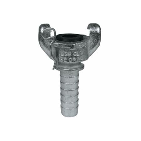 Dixon Valve Air King 2-Lug Hose End, 3/4 in M Barb, 25/32 in dia x 2-1/2 in W x 3-15/16 in H, Iron 238-AM6