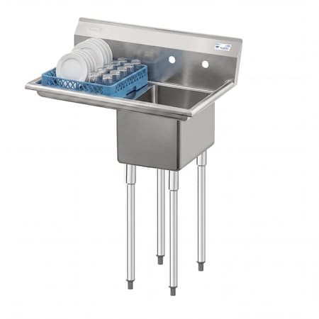 Koolmore 1 Compartment Stainless Steel NSF Commercial Kitchen Prep & Utility Sink with Drainboard SA121610-16L3