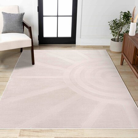 Jonathan Y Aelius MidCentury Scandinavian Abstract Sun Two-Tone High-Low White/Cream 3 ft. x 5 ft. Area Rug SND101B-3