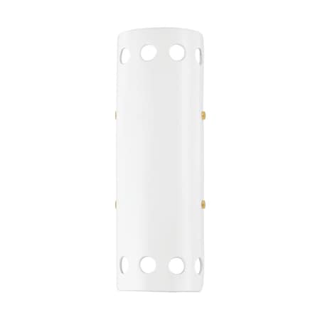 Mitzi Tali Roth X Jean 2 Light Wall Sconce 13.75 In. Aged Brass/Ceramic Gloss White H705102-AGB/CGW