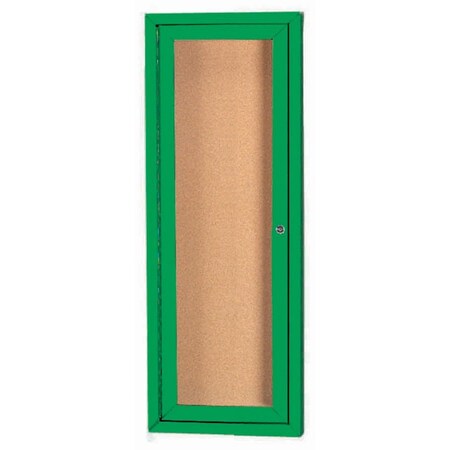 Aarco Enclosed Natural Pebble Grain Cork Bulletin Board w/ Green Powder Coated Al Frame, 36''Hx12''W DCC3612RG