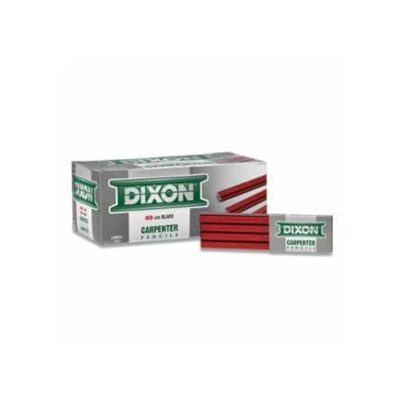 Dixon Ticonderoga Carpenter Pencil, 7 in L, Black/Red, 12PK 464-19971
