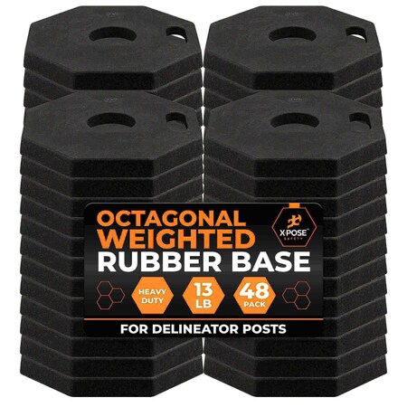 Xpose Safety 13 lb Octagon Rubber Base for Delineator Post, 48PK BASE-O-13-48-X