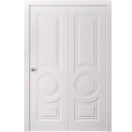 Sartodoors Sliding Closet Bi-fold Doors 60 x 96 inches, BASIC 9801 White, Sturdy Tracks Moldings Trims Hardwa BASIC9801BF-SKIN-6096