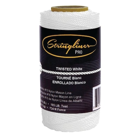 Stringliner Pro Series Construction Line, No 18 Dia, 270 ft L, 165 lb Working Load, Nylon, White 35103